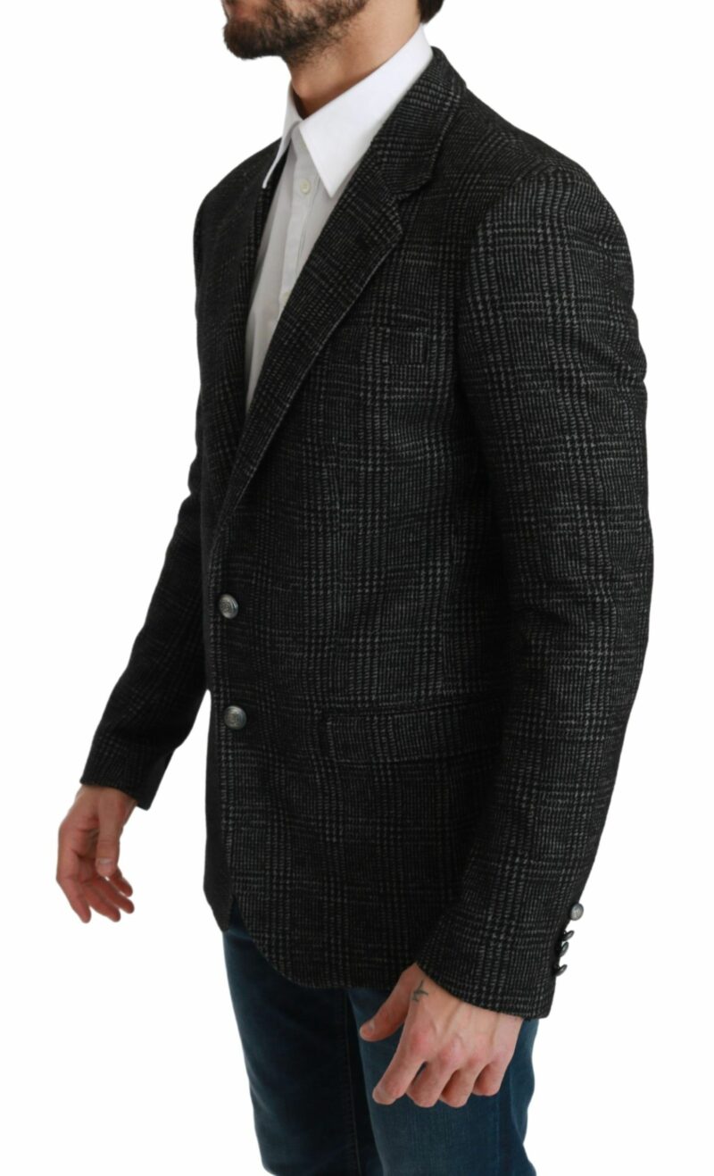 Dolce & Gabbana Elegant Gray Plaid Slim Fit Blazer - Image 2