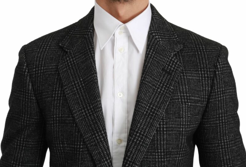 Dolce & Gabbana Elegant Gray Plaid Slim Fit Blazer - Image 4