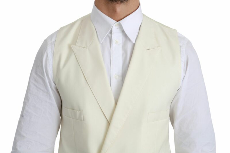 Dolce & Gabbana Elegant Cream Wool Dress Vest - Image 3