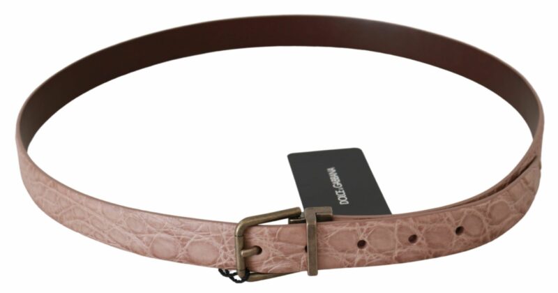 Dolce & Gabbana Elegant Exotic Skin Brushed Gold Buckle Belt - Image 3
