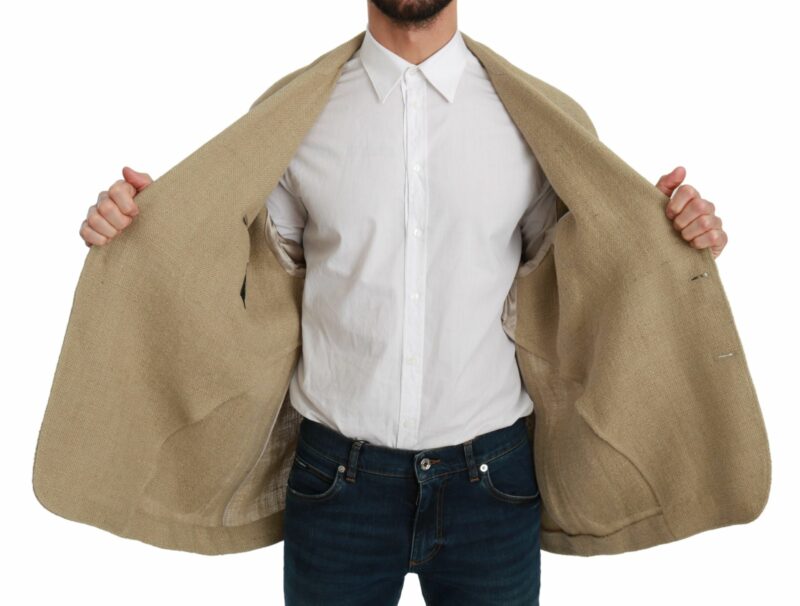 Dolce & Gabbana Chic Beige Jute Single-Breasted Blazer - Image 6