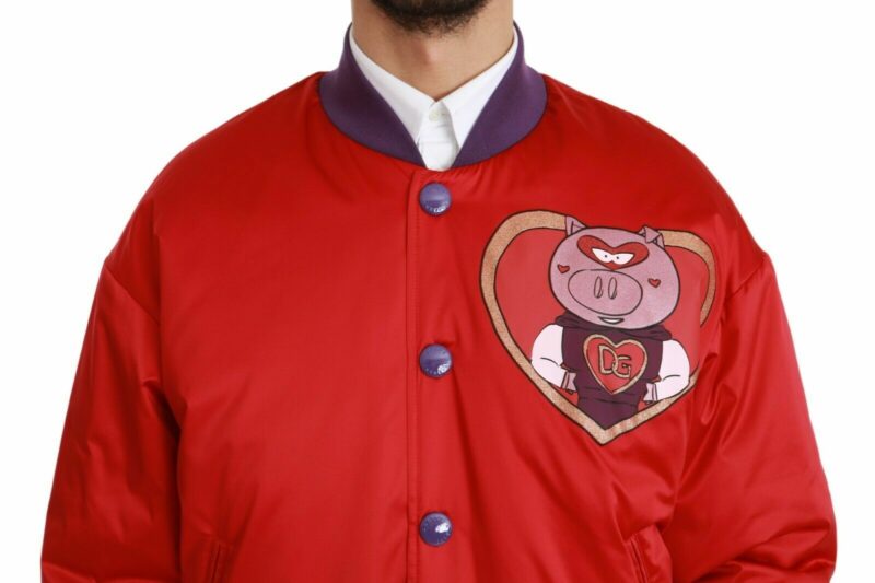 Dolce & Gabbana Vibrant Red Bomber Jacket with Multicolor Motif - Image 4