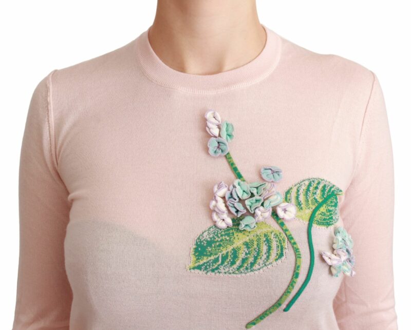 Dolce & Gabbana Silk Blend Floral Embroidered Sweater - Image 5