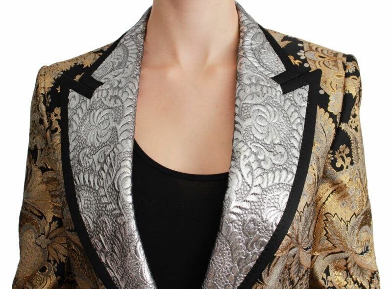 Dolce & Gabbana Elegant Gold Floral Jacquard Blazer - Image 5