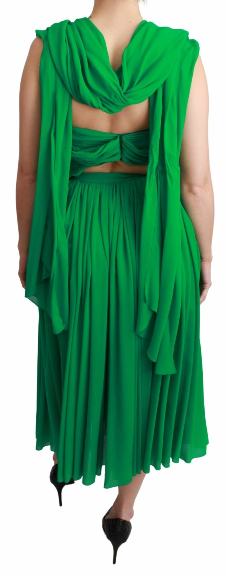 Dolce & Gabbana Elegant Sleeveless Pleated Silk Maxi Dress - Image 4