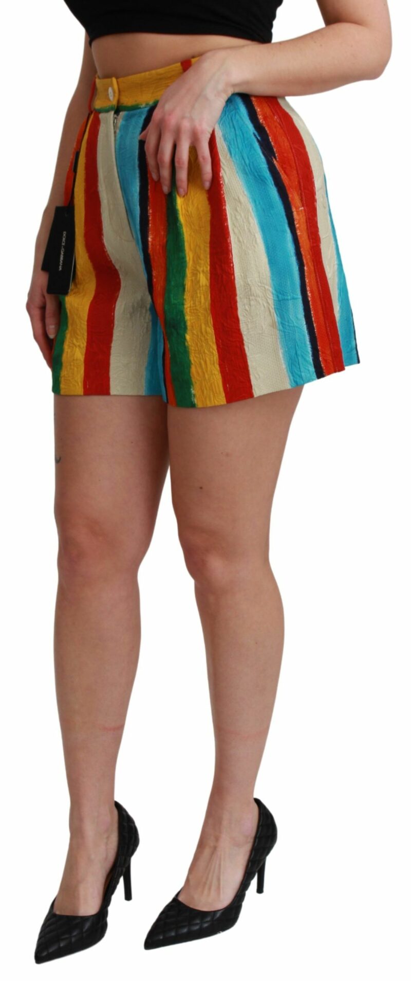 Dolce & Gabbana Multicolor Striped High-Waist Shorts - Image 3