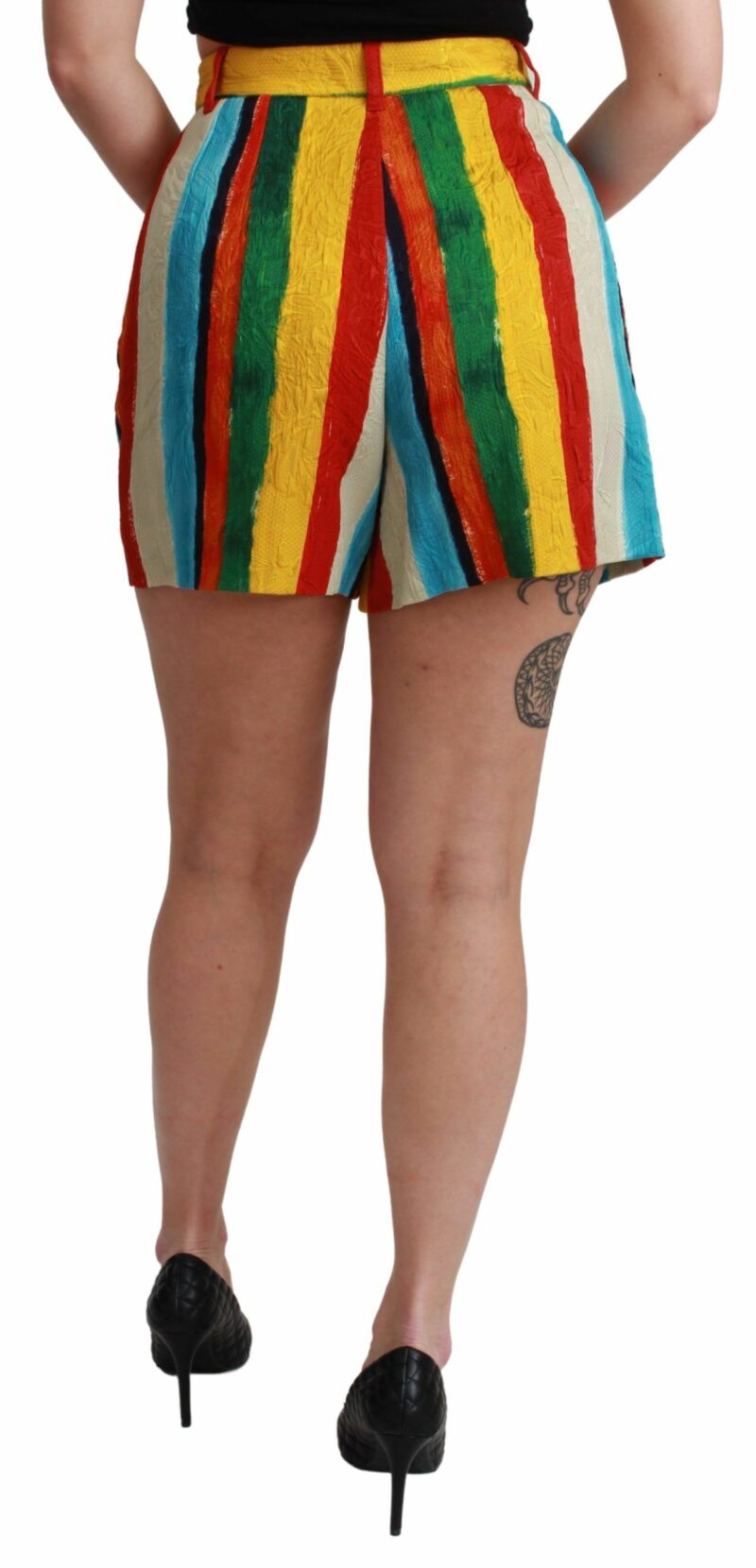 Dolce & Gabbana Multicolor Striped High-Waist Shorts - Image 4