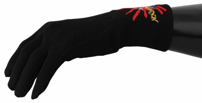 Dolce & Gabbana Elegant Black Virgin Wool Unisex Gloves - Image 2