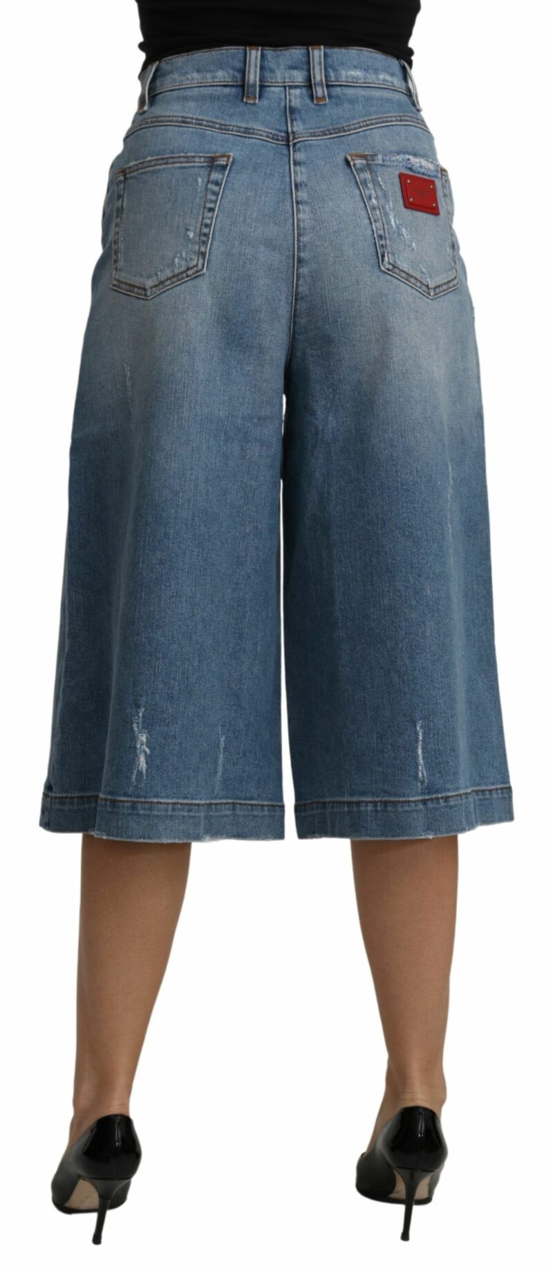 Dolce & Gabbana Elegant Wide Leg Cropped Denim Trousers - Image 2
