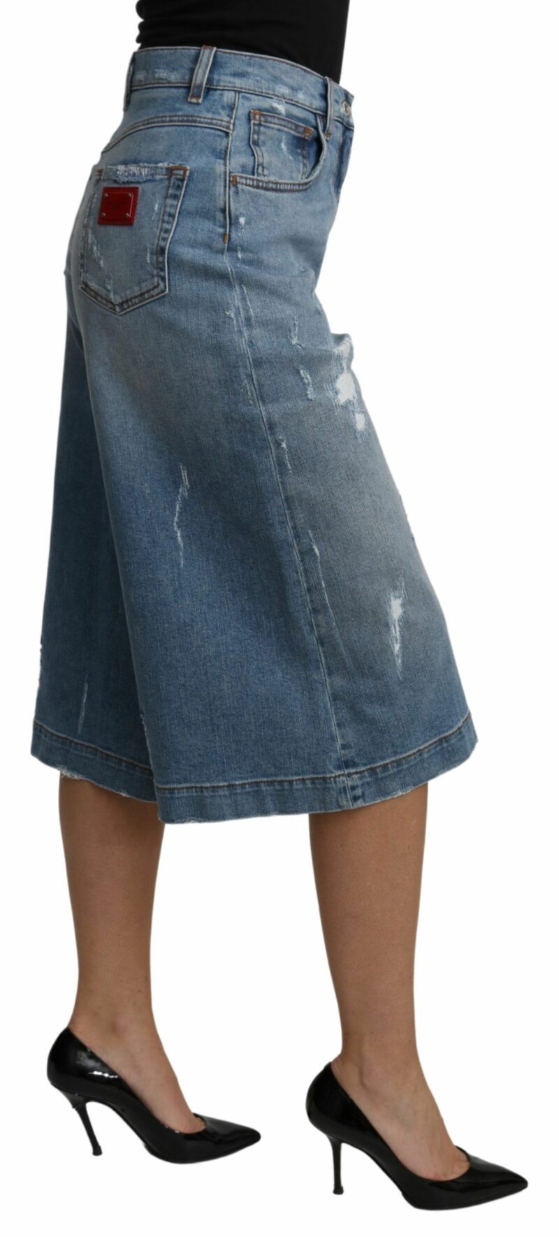 Dolce & Gabbana Elegant Wide Leg Cropped Denim Trousers - Image 3