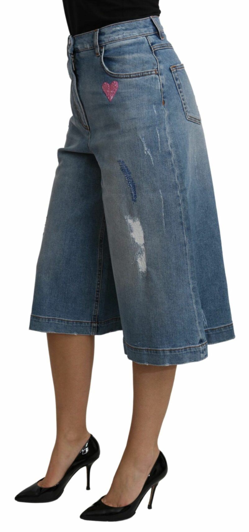 Dolce & Gabbana Elegant Wide Leg Cropped Denim Trousers - Image 4