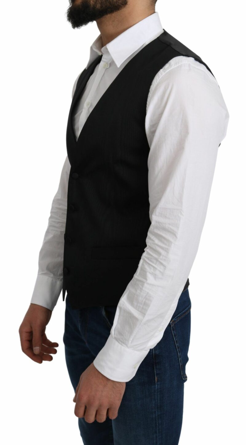 Dolce & Gabbana Elegant Silk Formal Gray Vest - Image 3