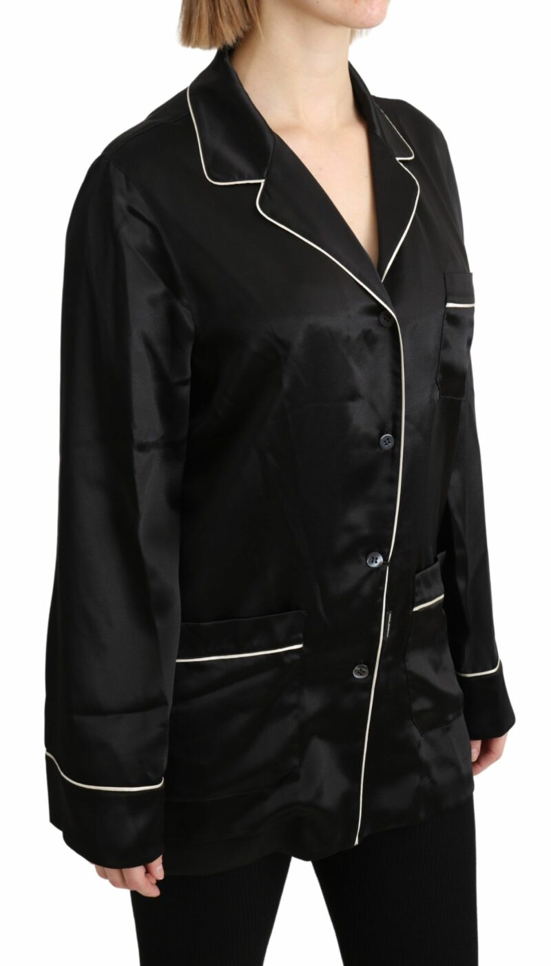 Dolce & Gabbana Elegant Silk Black Button-Up Blouse - Image 2