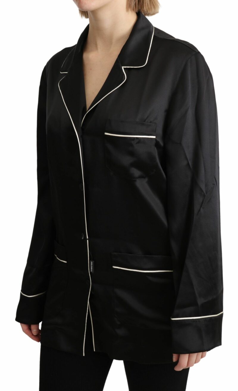 Dolce & Gabbana Elegant Silk Black Button-Up Blouse - Image 3