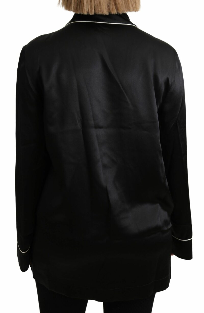 Dolce & Gabbana Elegant Silk Black Button-Up Blouse - Image 4