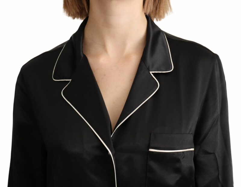 Dolce & Gabbana Elegant Silk Black Button-Up Blouse - Image 5