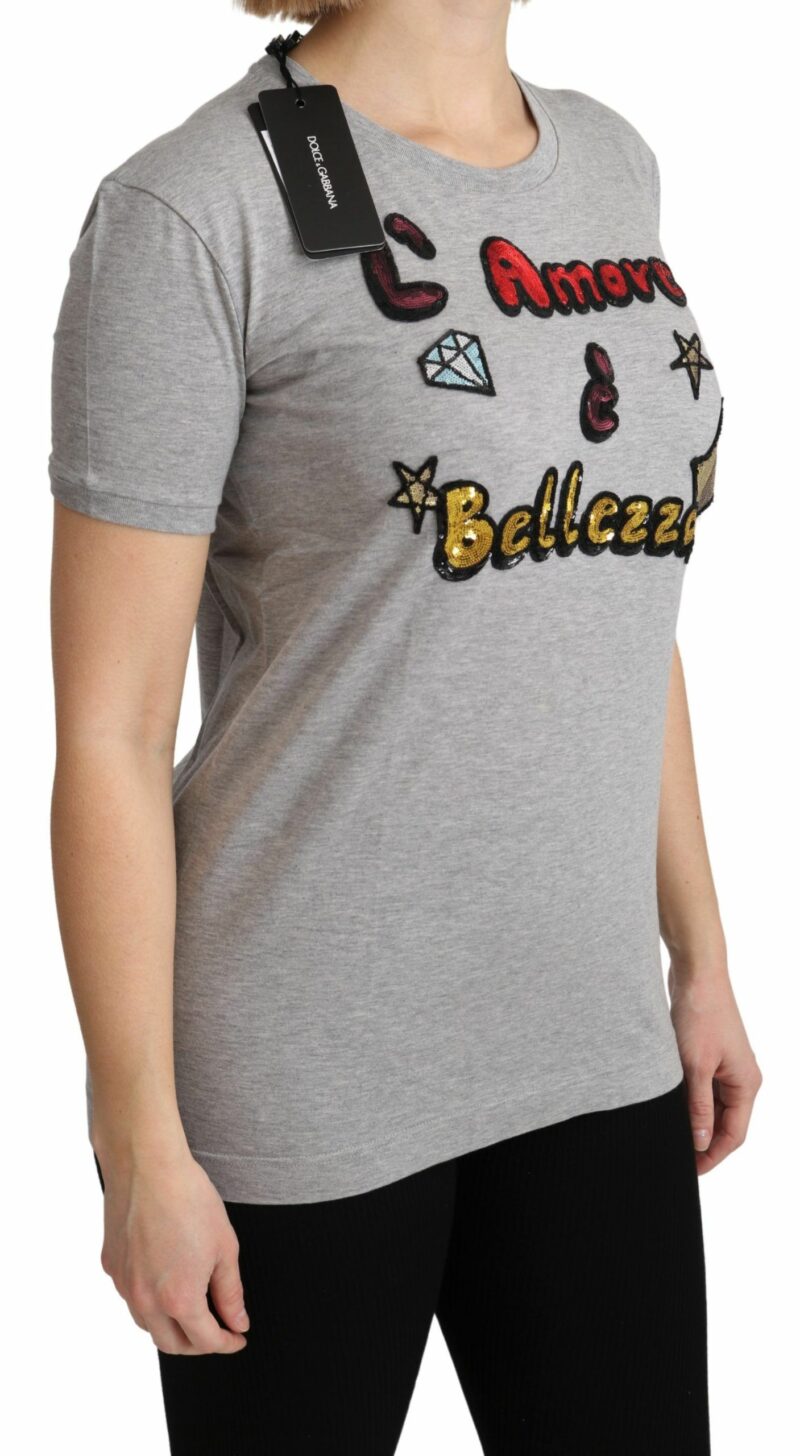 Dolce & Gabbana Sequined Motive Cotton Tee - Image 2