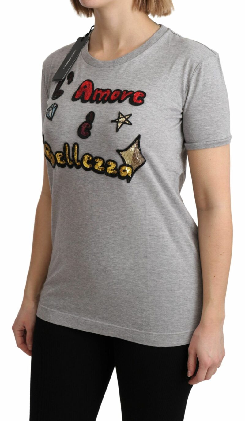 Dolce & Gabbana Sequined Motive Cotton Tee - Image 3