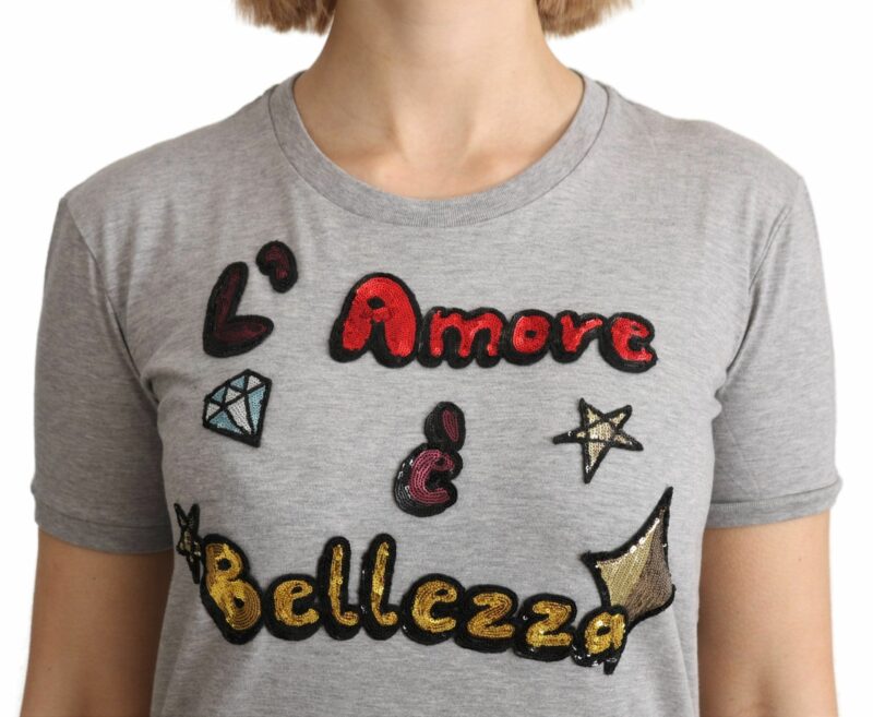 Dolce & Gabbana Sequined Motive Cotton Tee - Image 5