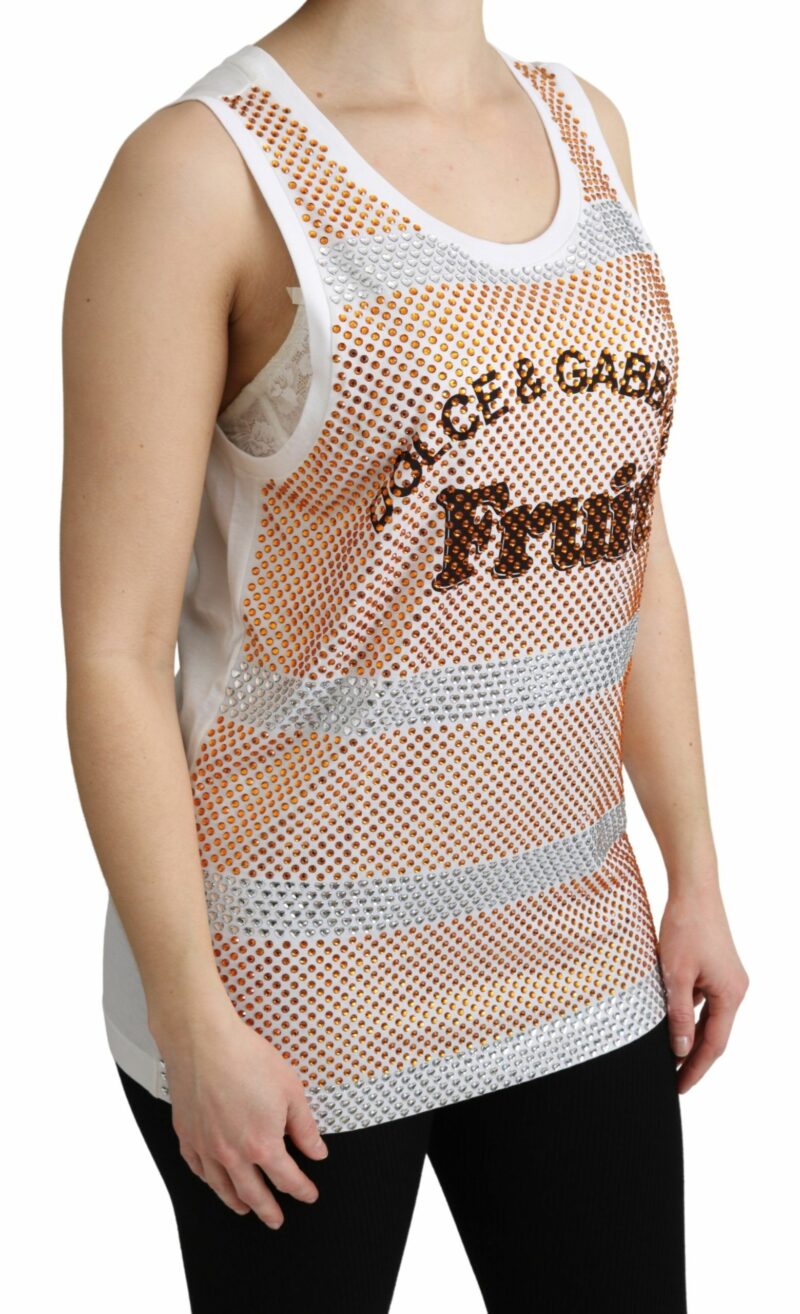 Dolce & Gabbana Crystal Embellished Sleeveless Cotton Top - Image 2