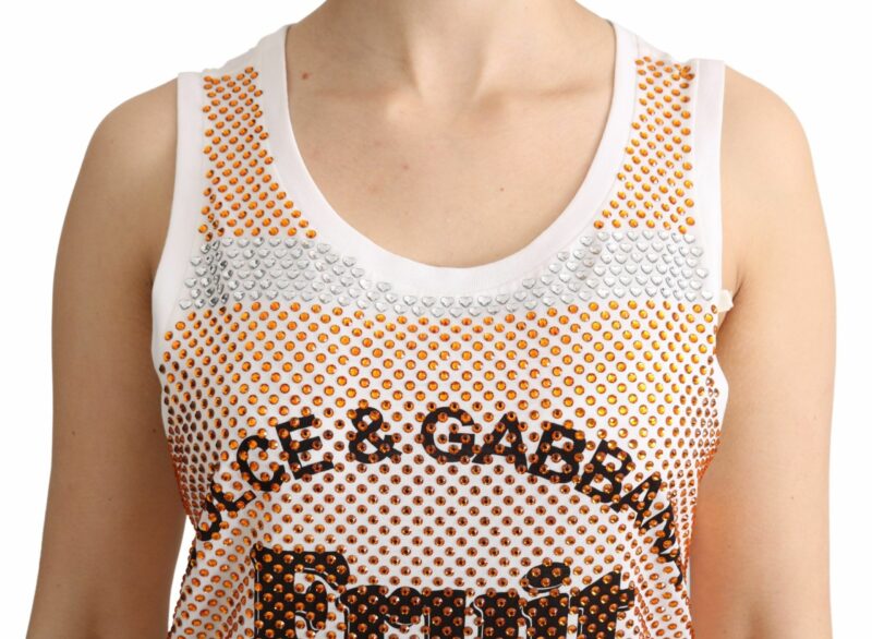 Dolce & Gabbana Crystal Embellished Sleeveless Cotton Top - Image 5
