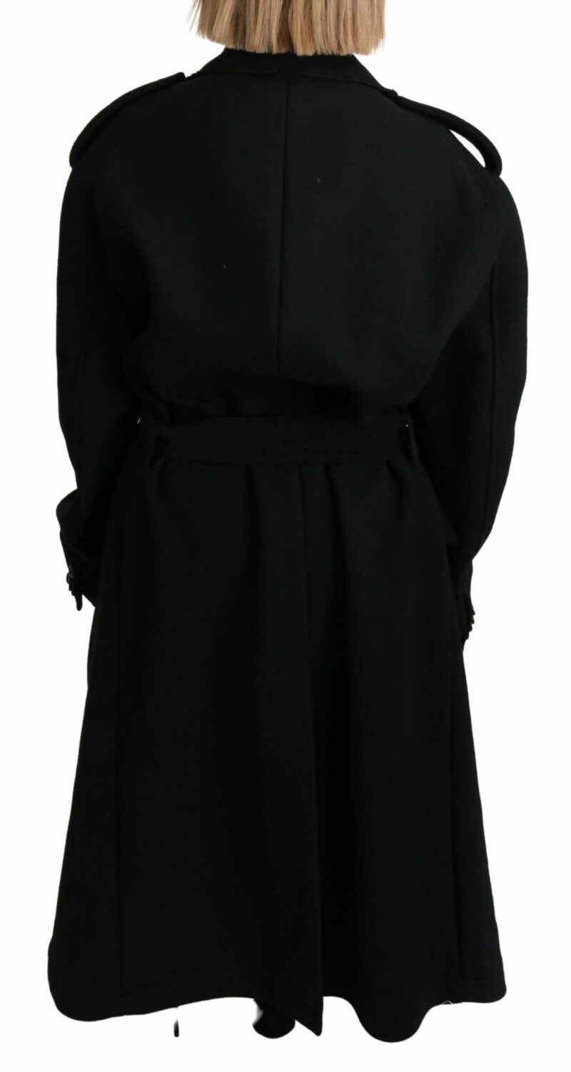 Dolce & Gabbana Elegant Black Wool Trenchcoat - Image 4