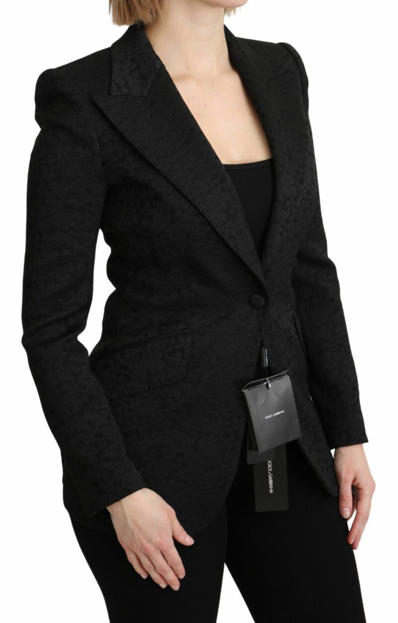 Dolce & Gabbana Elegant Black Brocade Single Breasted Blazer - Image 2