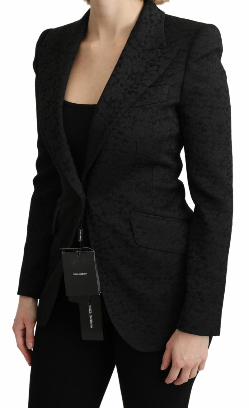 Dolce & Gabbana Elegant Black Brocade Single Breasted Blazer - Image 3