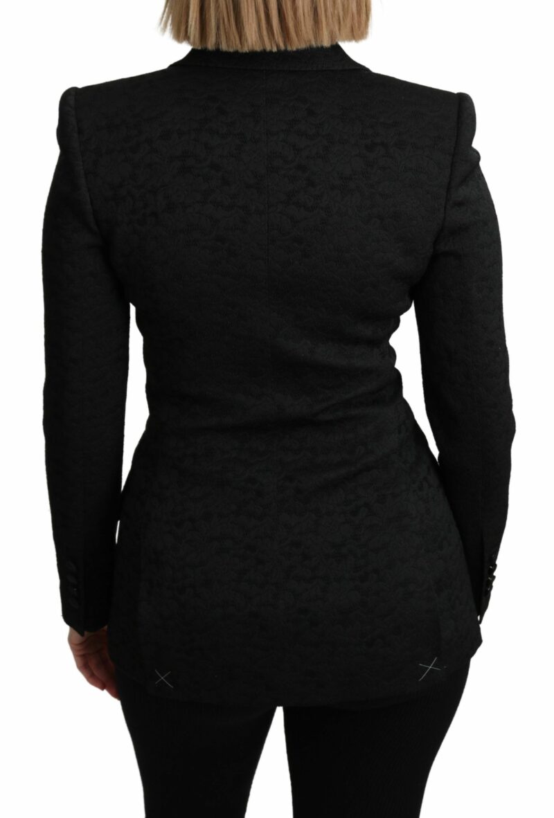 Dolce & Gabbana Elegant Black Brocade Single Breasted Blazer - Image 4