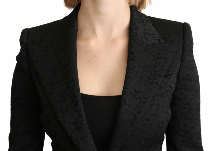 Dolce & Gabbana Elegant Black Brocade Single Breasted Blazer - Image 5
