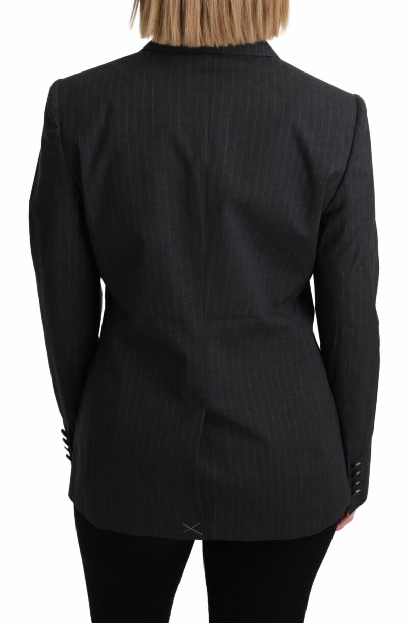 Dolce & Gabbana Elegant Gray Striped Cotton Blazer - Image 4