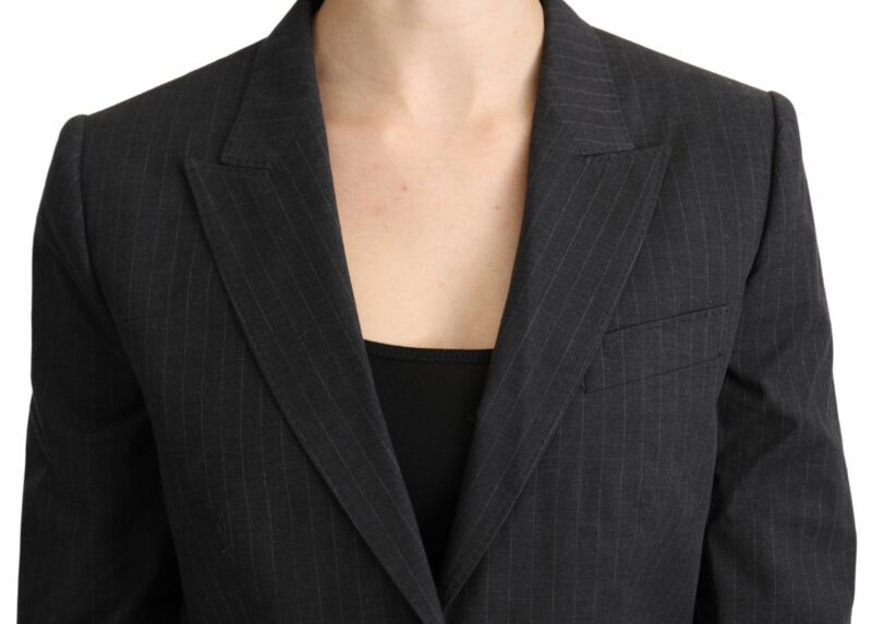 Dolce & Gabbana Elegant Gray Striped Cotton Blazer - Image 5