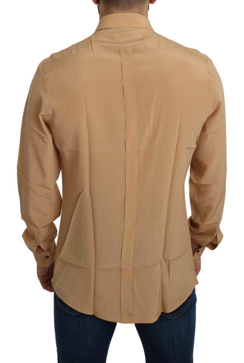 Dolce & Gabbana Elegant Yellow Silk Men's Formal Shirt - Image 3