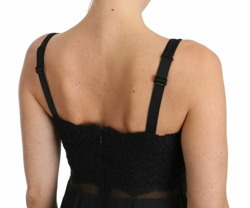 Dolce & Gabbana Elegant Black Silk Floral Lace Chemise Dress - Image 5