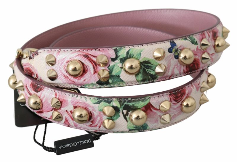 Dolce & Gabbana Chic Floral Pink Leather Shoulder Strap - Image 2
