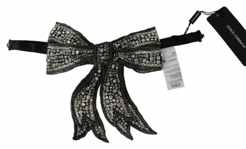 Dolce & Gabbana Elegant Silver Silk Bowtie - Image 4