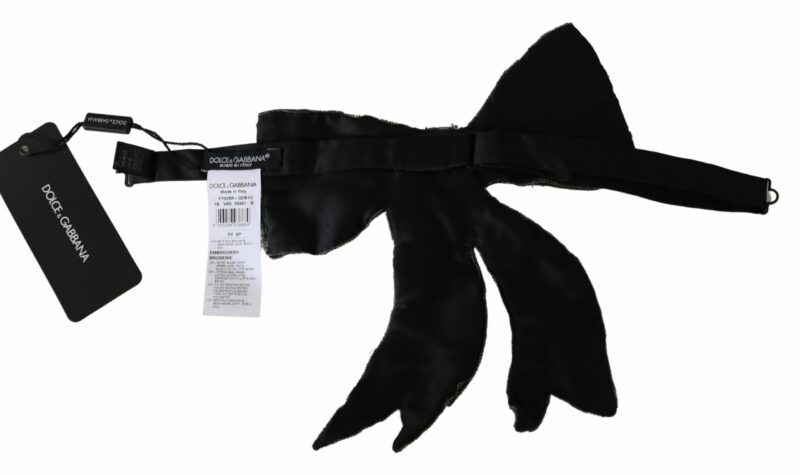 Dolce & Gabbana Elegant Silver Silk Bowtie - Image 5