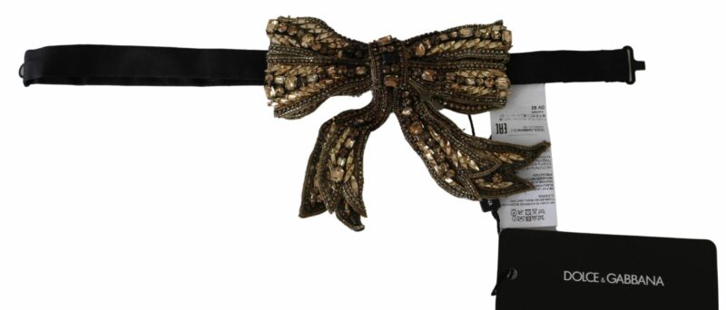 Dolce & Gabbana Elegant Silk Gold Bowtie - Dazzle in Style - Image 4