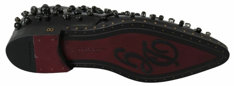 Dolce & Gabbana Elegant Black Crystal Leather Dress Shoes - Image 2