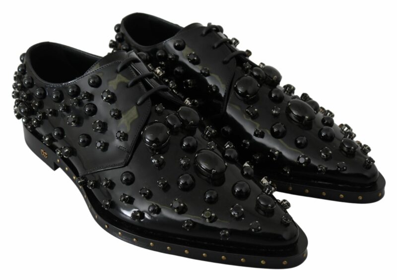 Dolce & Gabbana Elegant Black Crystal Leather Dress Shoes - Image 5