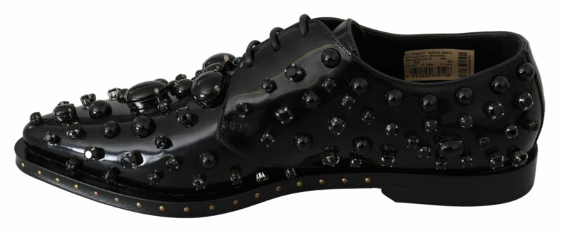 Dolce & Gabbana Elegant Black Crystal Leather Dress Shoes - Image 7