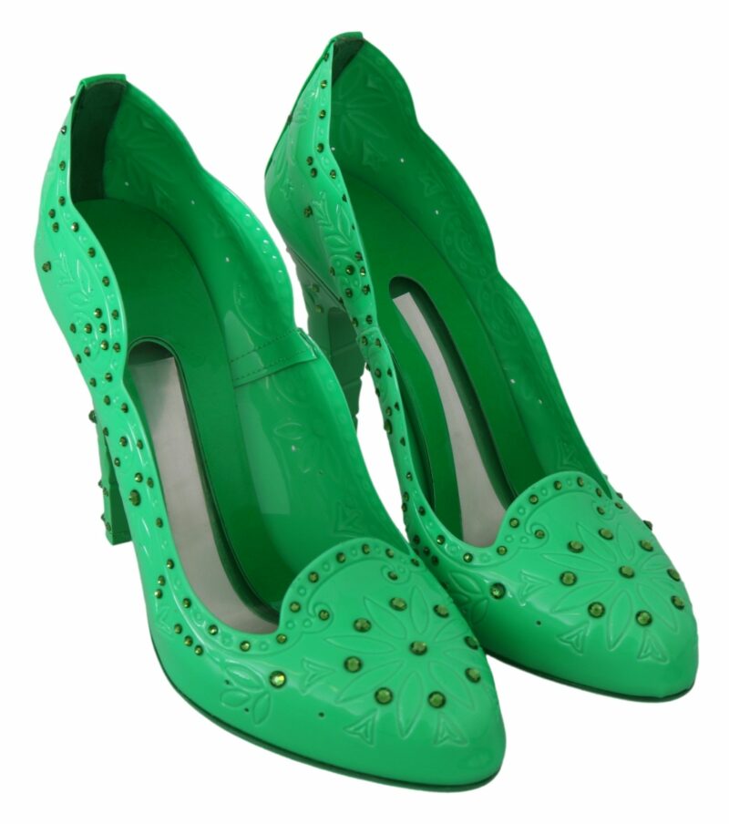 Dolce & Gabbana Enchanting Crystal Cinderella Pumps in Lush Green - Image 5