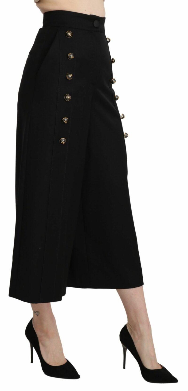 Dolce & Gabbana Elegant High Waist Wide Leg Virgin Wool Trousers - Image 2