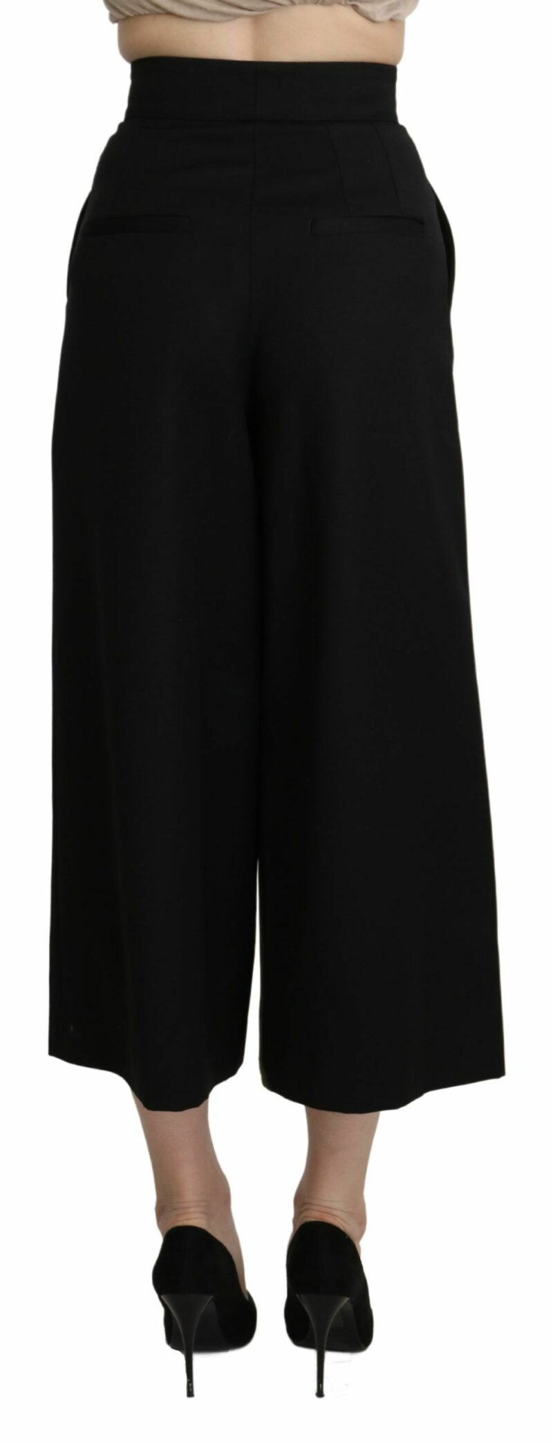 Dolce & Gabbana Elegant High Waist Wide Leg Virgin Wool Trousers - Image 4