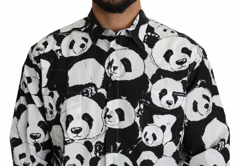 Dolce & Gabbana Panda Print Pure Cotton Shirt - Black White - Image 2