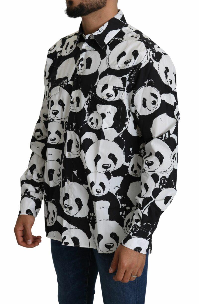 Dolce & Gabbana Panda Print Pure Cotton Shirt - Black White - Image 4