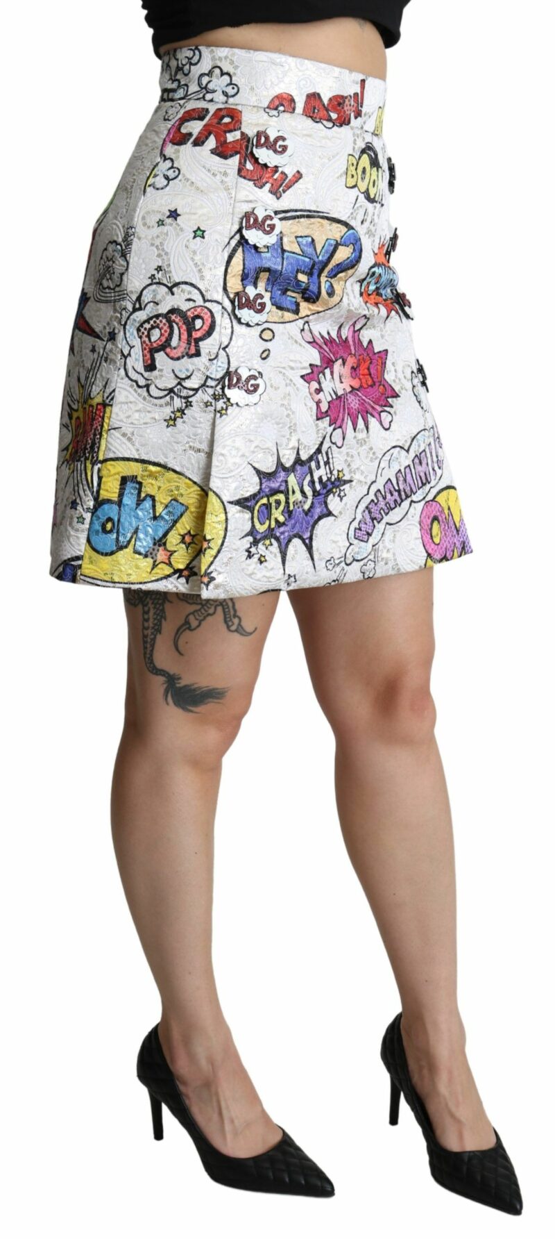 Dolce & Gabbana Chic Cartoon Brocade Mini Skirt - Image 4