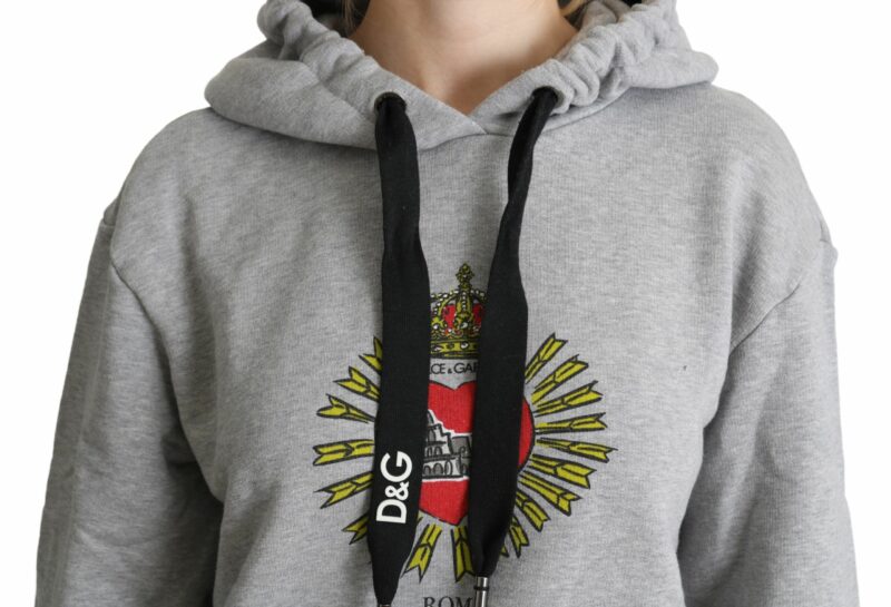 Dolce & Gabbana Exclusive Hooded Gray Cotton Sweater - Image 4