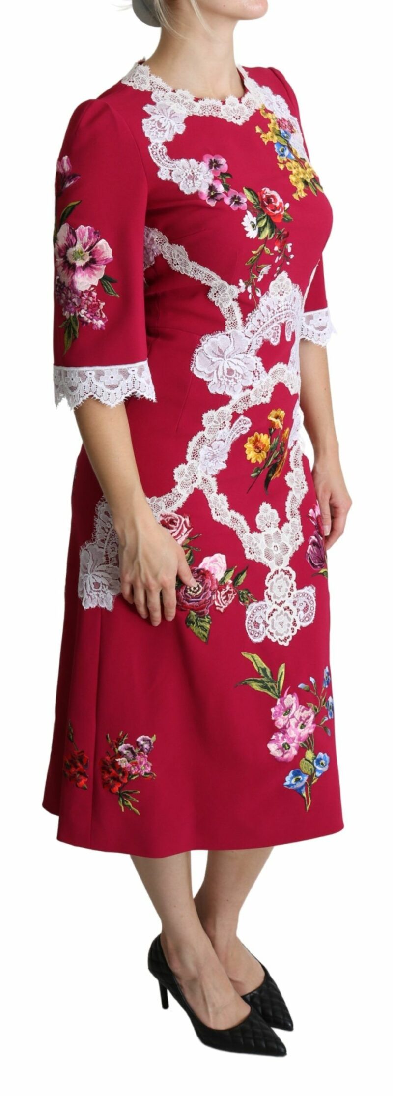 Dolce & Gabbana Floral Embroidered Sheath Midi Dress - Image 2