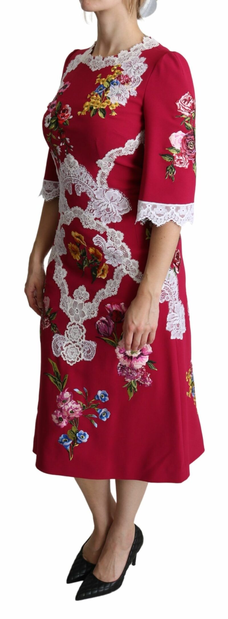 Dolce & Gabbana Floral Embroidered Sheath Midi Dress - Image 3